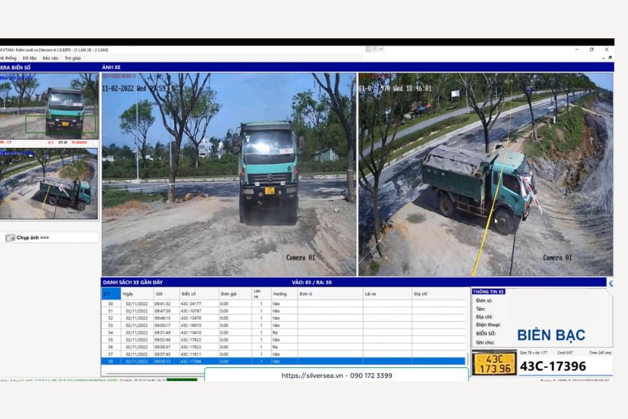 Giao diện phần mềm camera đếm số lượng container và nhận diện mã container