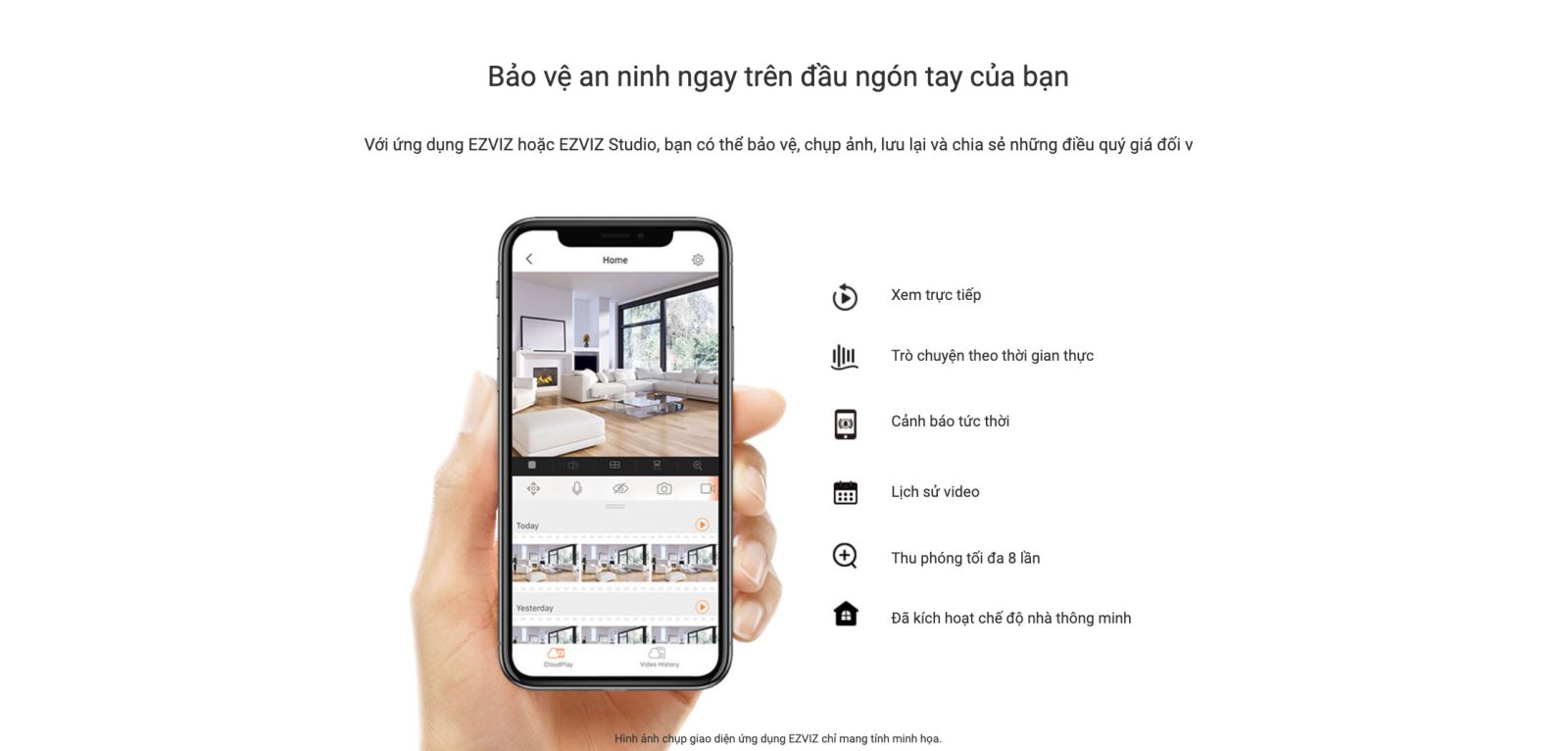 ezviz c3w 2mp quản lý qua app điện thoại
