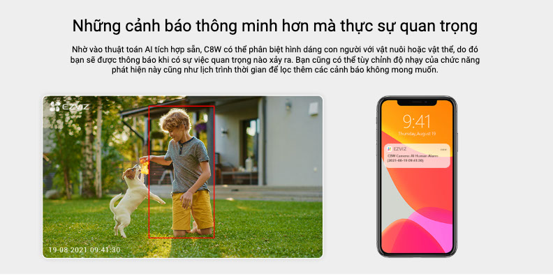 camera c8w cảnh báo thông minh bằng âm thanh
