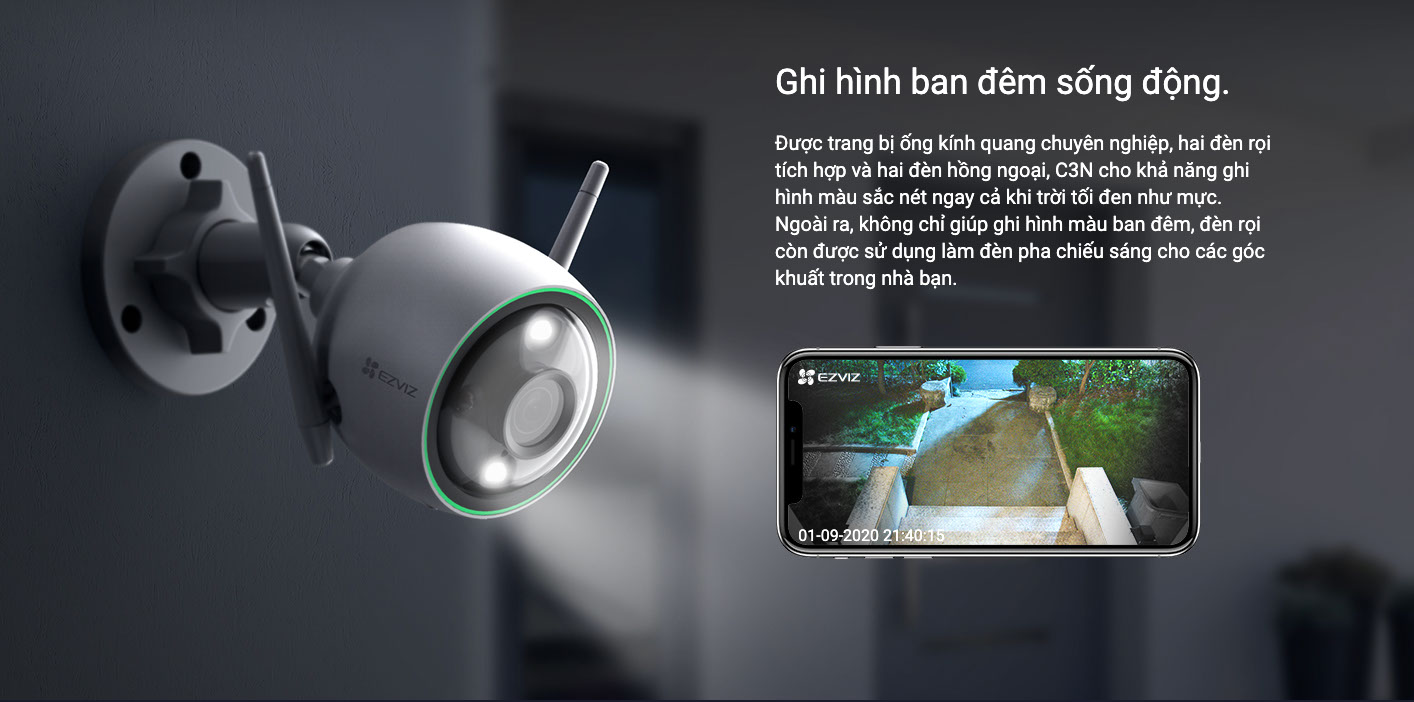 camera c3n Ghi hình màu vào ban đêm