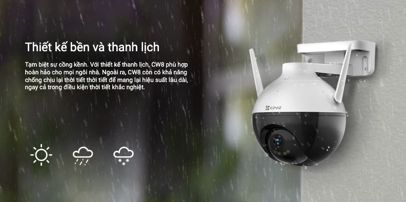 camera ezviz c8w 4mp Thiết kế chuẩn IP 65