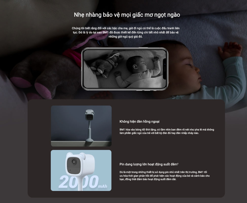 camera trông trẻ em ezviz bm1 Quan sát hồng ngoại: 5m