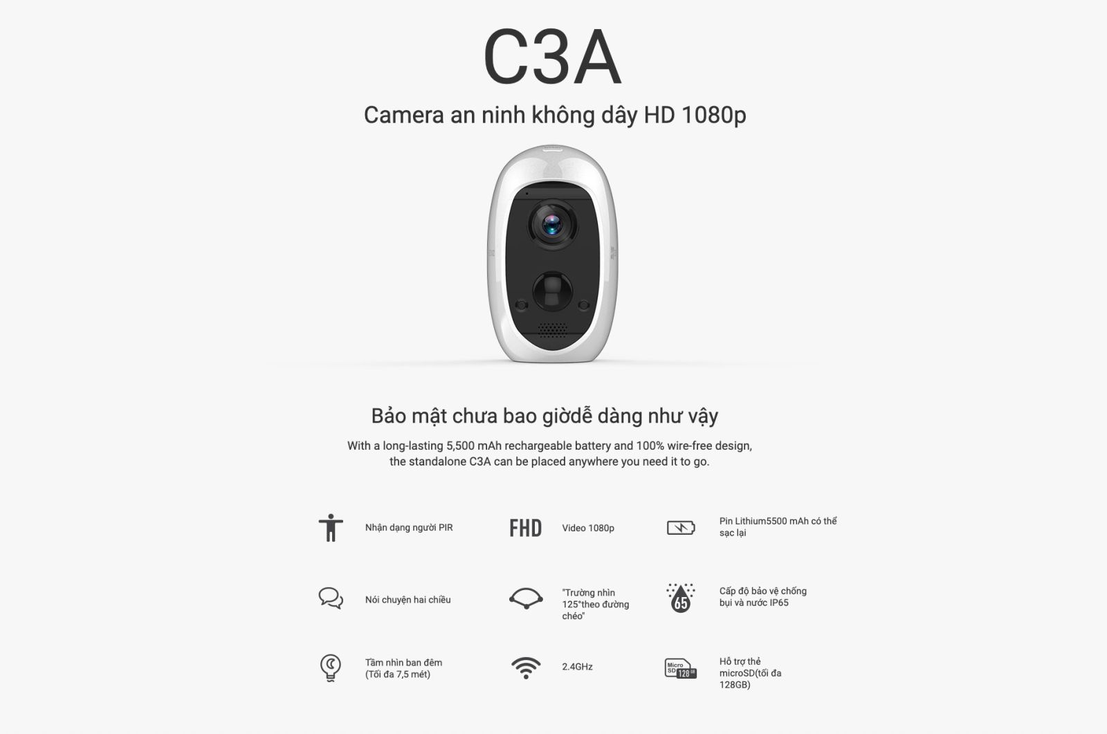 ezviz c3a 1080p với các tính năng thông minh