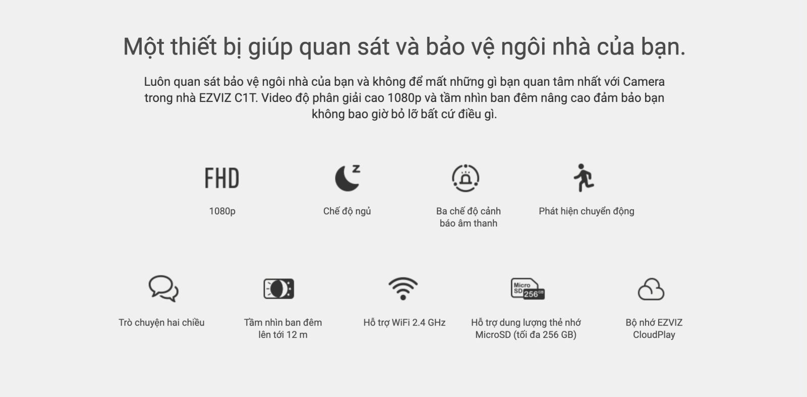ezviz c1t tích hợp nhiều tính năng hiện đại