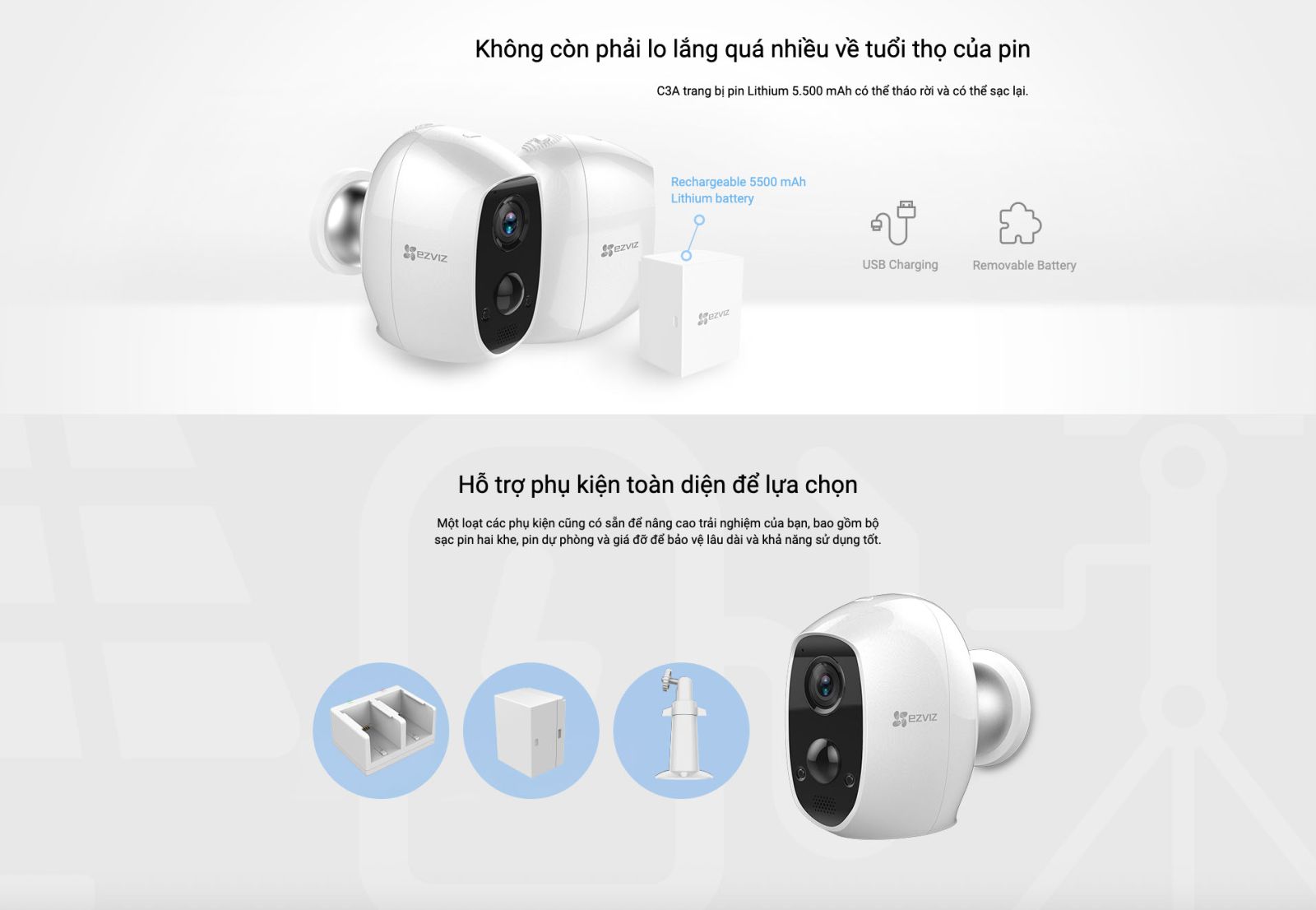 ezviz c3a battery life có tuổi thọ cao