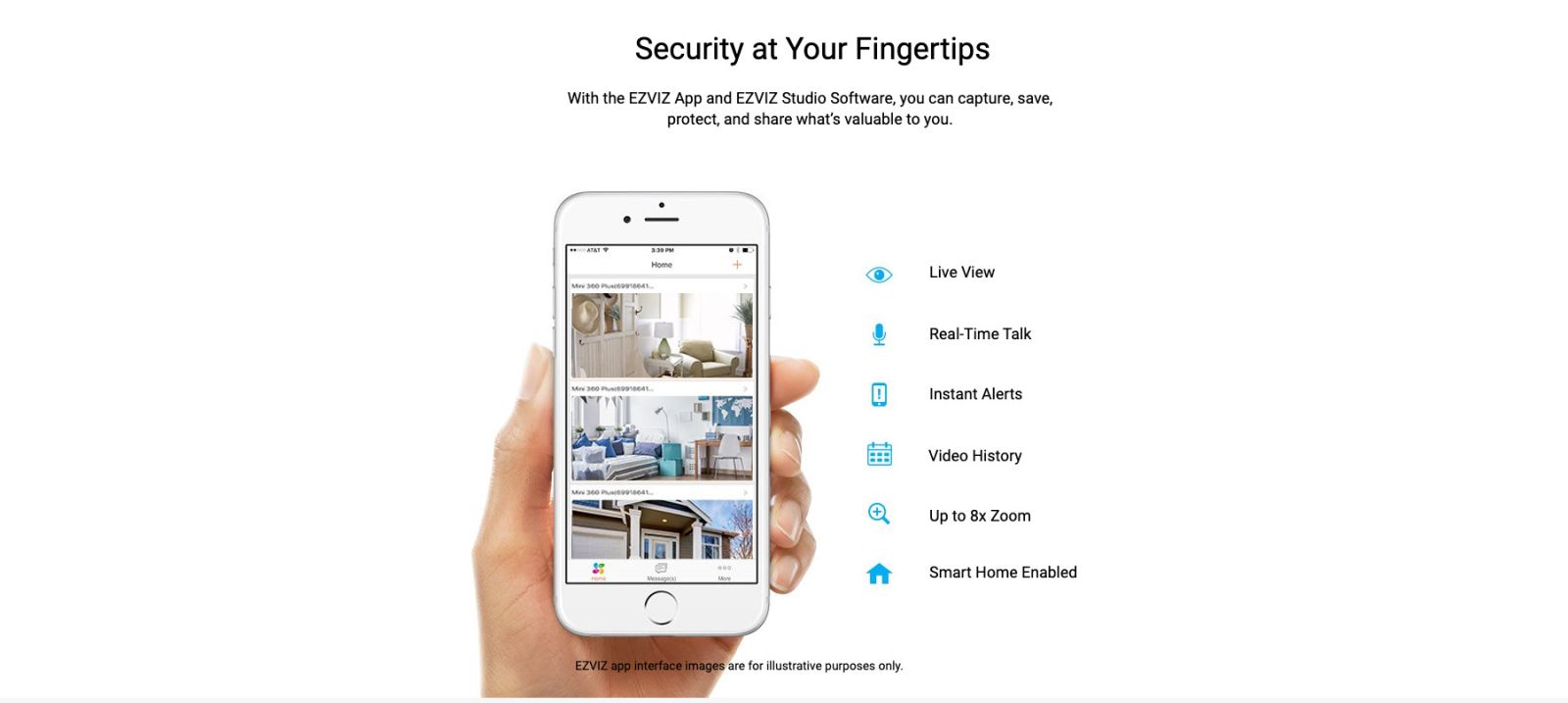 ezviz c3a 1080p hỗ trợ Phần mềm xem từ xa trên smart phone EZVIZ cloud miễn phí