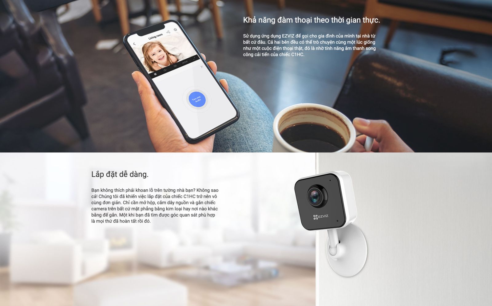 camera ip 1080p ezviz cs-c1hc có thể đàm thoại 2 chiều