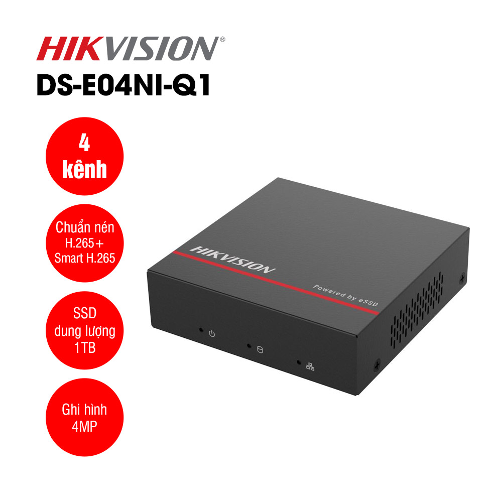 Đầu ghi IP 4 kênh tích hợp ổ cứng SSD Hikvision DS-E04NI-Q1/4P