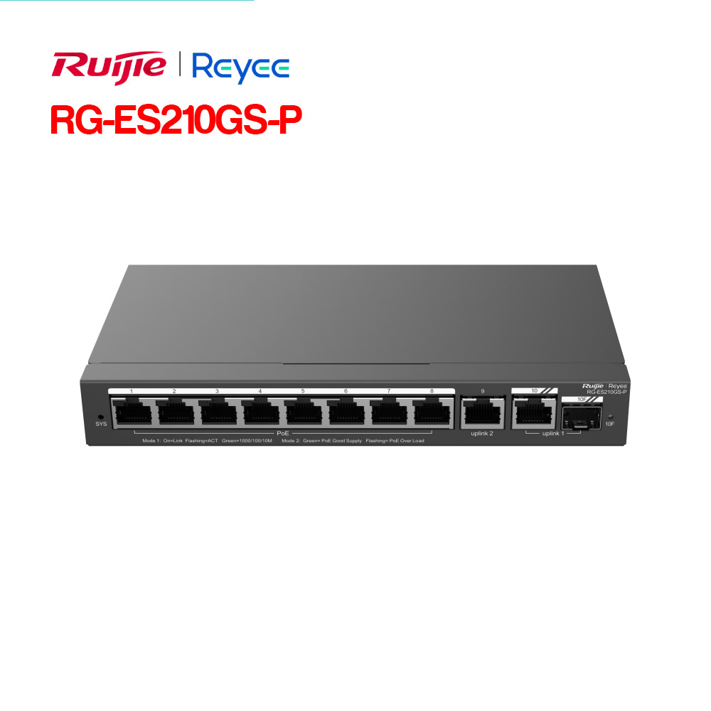 Layer 2 Smart Managed PoE Switch 10 Cổng RUIJIE RG-ES210GS-P