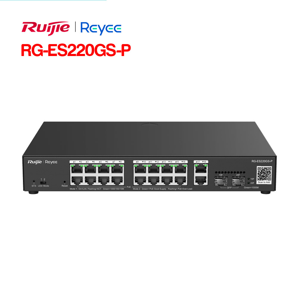 Layer 2 Smart Managed PoE Switch 20 Cổng RUIJIE RG-ES220GS-P