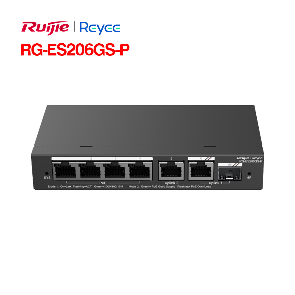 Layer 2 Smart Managed PoE Switch 6 Cổng RUIJIE RG-ES206GS-P