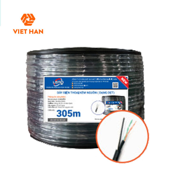 Cáp điện thoại 305m Việt Hàn LEAD CAT3 26AWG + Nguồn