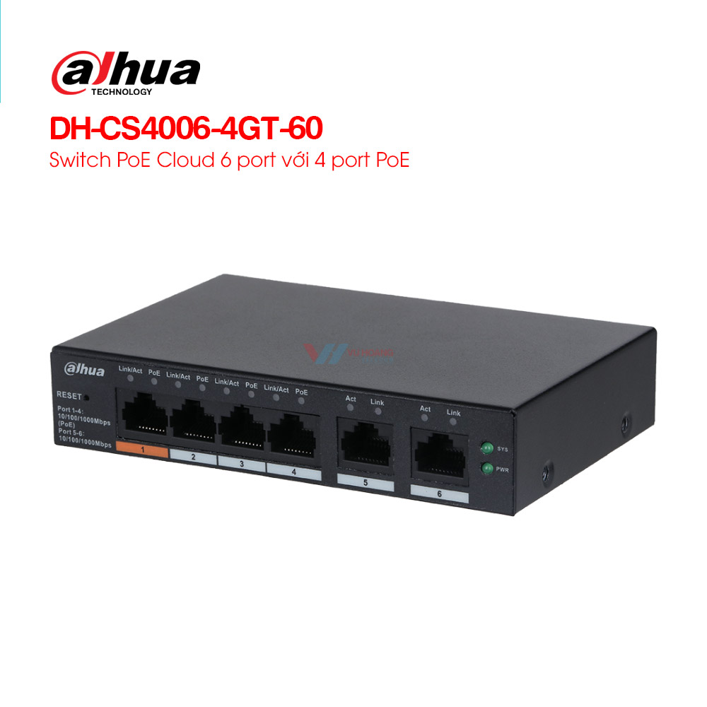 Switch PoE Cloud 6 port DAHUA DH-CS4006-4ET-60