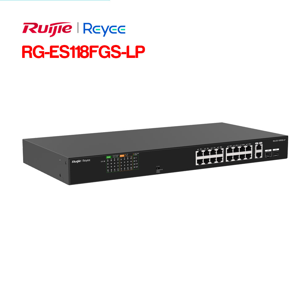 Unmanaged switch 16 cổng PoE RUIJIE RG-ES118FGS-LP