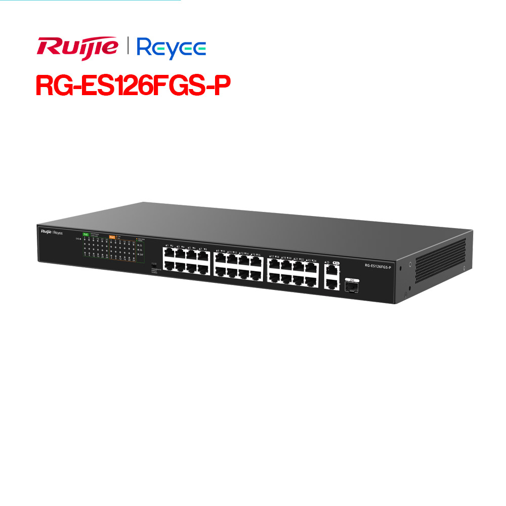 Unmanaged switch 24 cổng PoE RUIJIE RG-ES126FGS-P