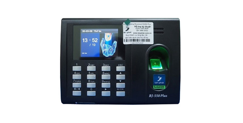 Máy chấm công vân tay + thẻ cảm ứng + pin lưu điện RONALD JACK RJ550Plus