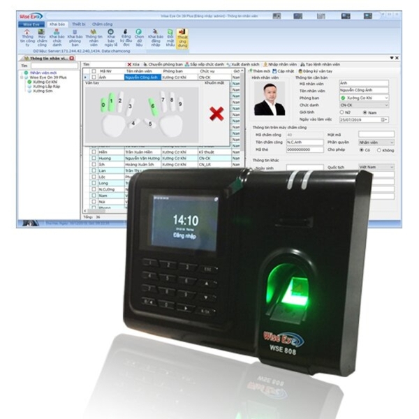 MÁY CHẤM CÔNG VÂN TAY + THẺ CẢM ỨNG WISE EYE WSE808