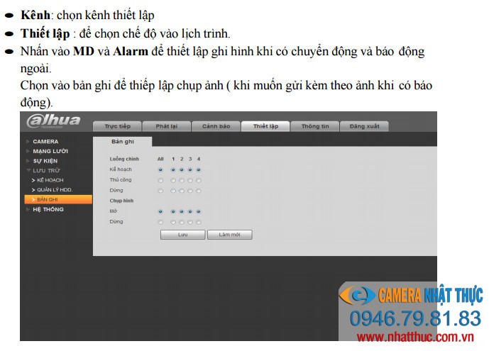 chức năng mới đầu ghi hình dahua