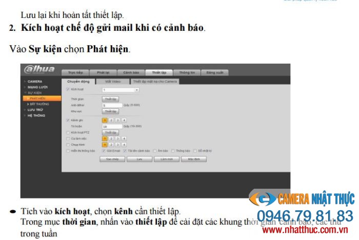 hướng dẫn cài đặt gửi email qua đầu ghi hình