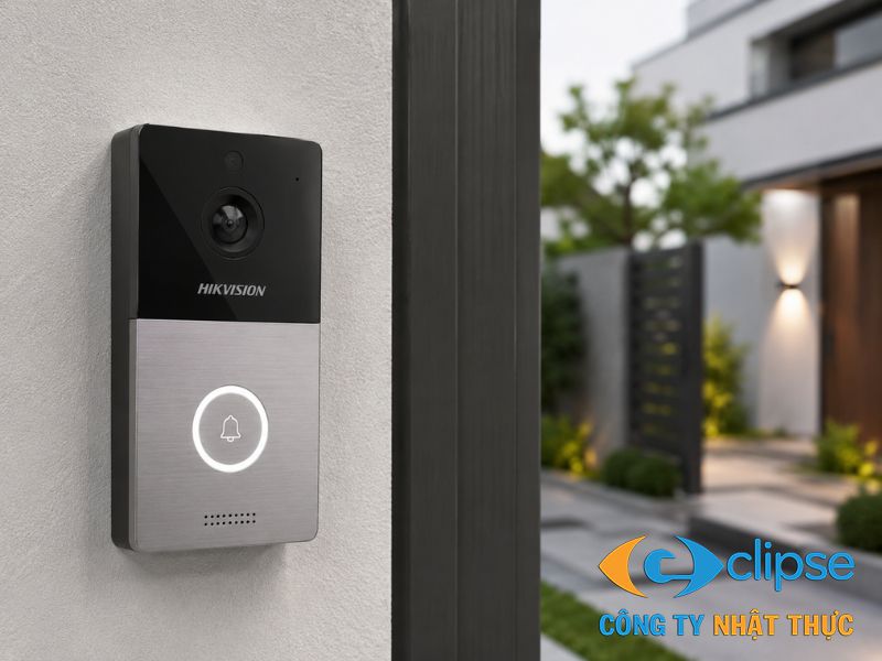 Chuông cửa IP Hikvision cho phép chủ nhà quan sát hình ảnh sắc nét, đàm thoại hai chiều và mở khóa trực tiếp qua điện thoại thông minh