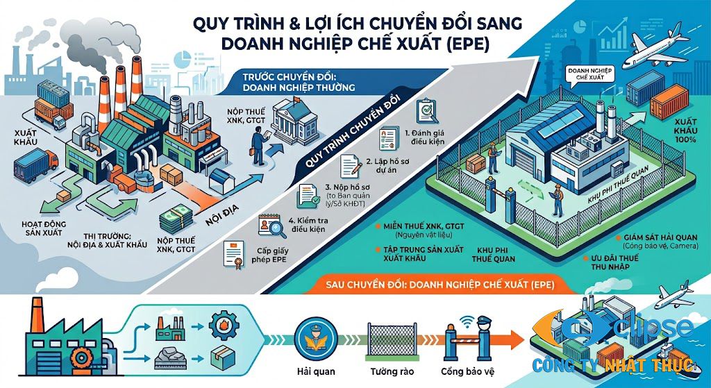 Quy trình chuyển đổi từ doanh nghiệp thường sang doanh nghiệp chế xuất