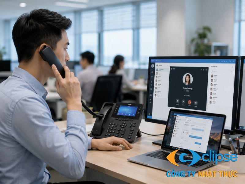 Điện thoại chuyên nghiệp hỗ trợ nhân viên kết nối đa nền tảng linh hoạt.