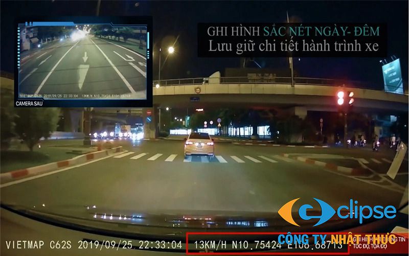 Camera hành trình trên xe bồn ghi hình rõ nét ban đêm