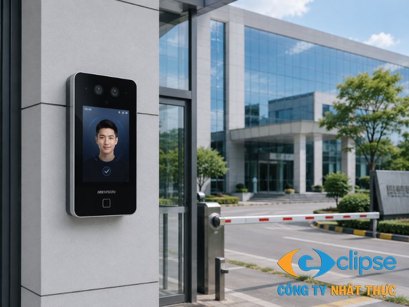 Nhân viên thực hiện chấm công nhanh chóng chỉ bằng cách nhìn vào màn hình thiết bị.
