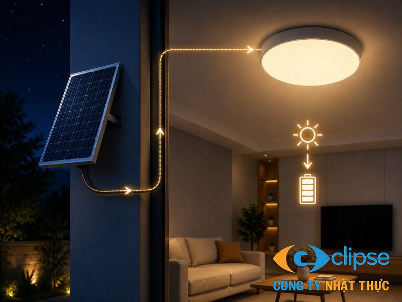 Hệ thống đèn chiếu sáng độc lập giúp tiết kiệm chi phí năng lượng cho gia đình.