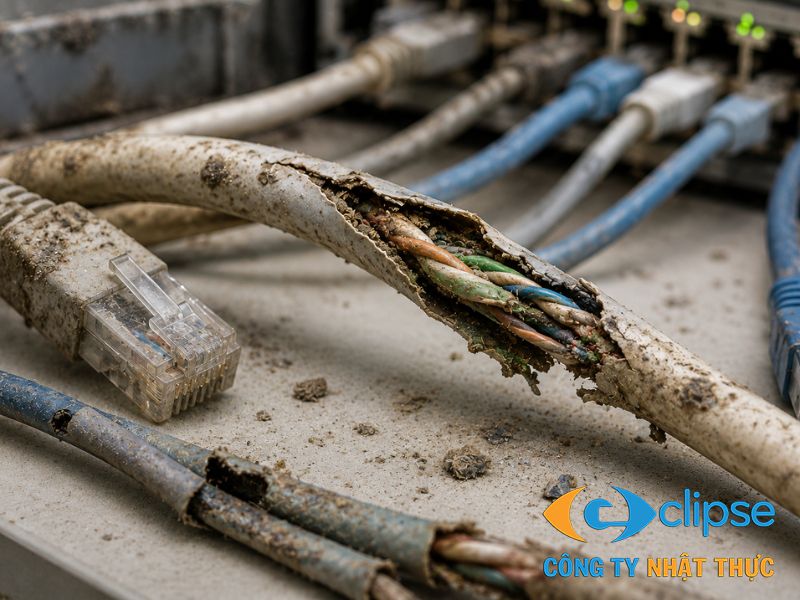 Sợi cáp mạng chất lượng kém dễ bị mục nát vỏ bọc sau một thời gian vận hành