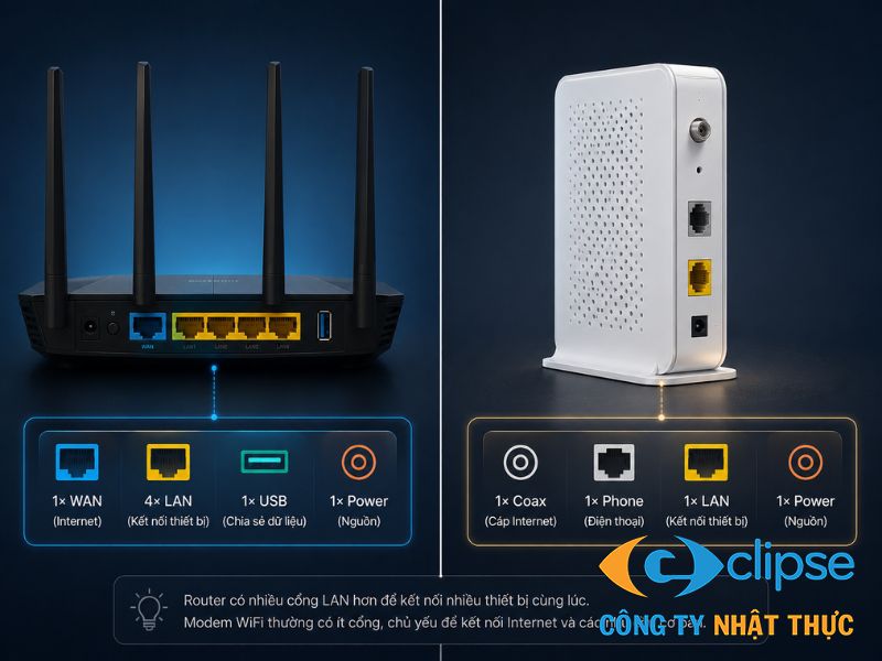 Kiểm tra cổng cắm dây là phương pháp đơn giản giúp phân biệt 2 loại thiết bị