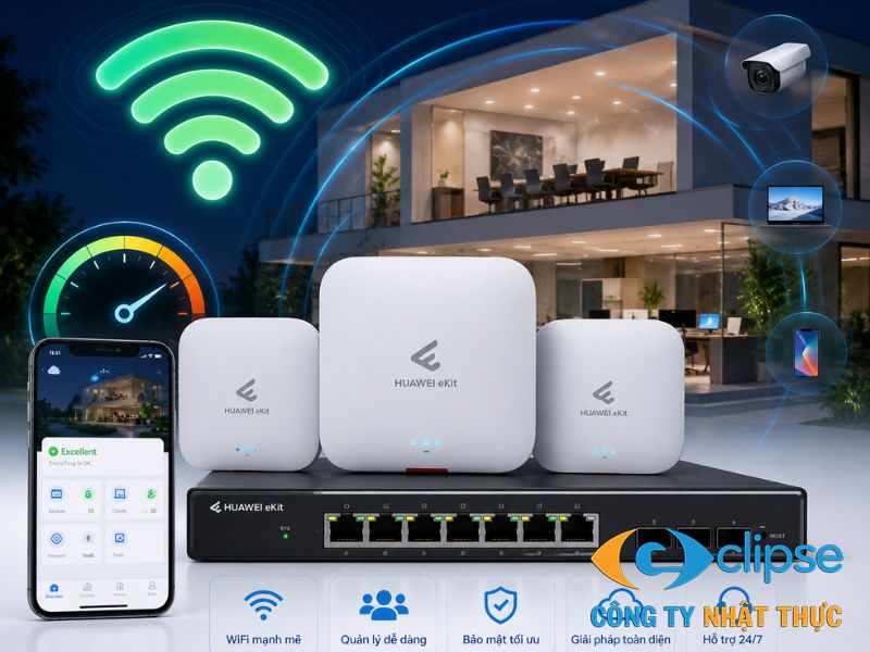 Wifi Huawei ekit trọn gói mang đến hạ tầng mạng không dây mạnh mẽ, chịu tải cao và tiết kiệm tối đa chi phí bảo trì