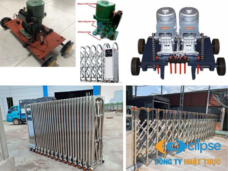 Mẫu phụ kiện cổng xếp inox tại Nhật Thực