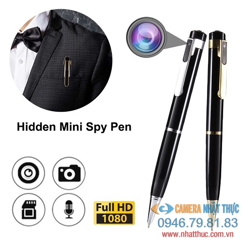Camera bút ngụy trang bằng cách cài áo