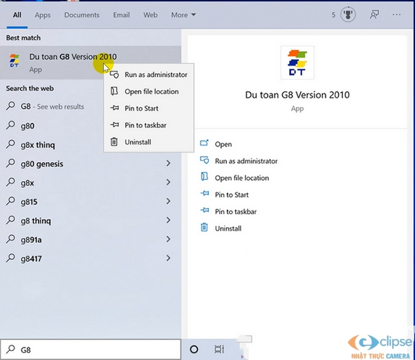  Phần Mềm Dự Toán G8 Full