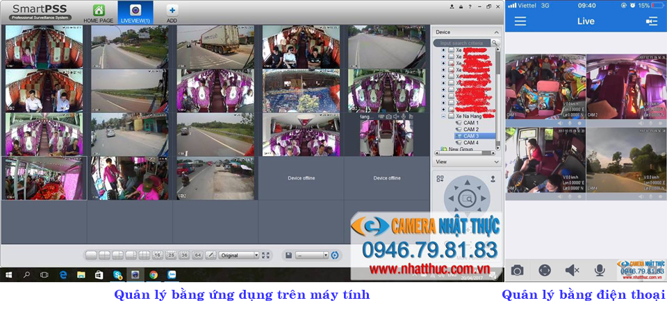 Quản lý camera trên xe bằng điện thoại và trên máy tính