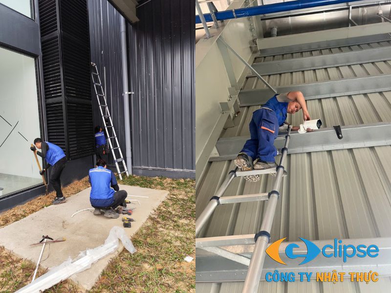 Đội ngũ Nhật Thực đang triển khai lắp đặt hệ thống an ninh giám sát cho nhà máy