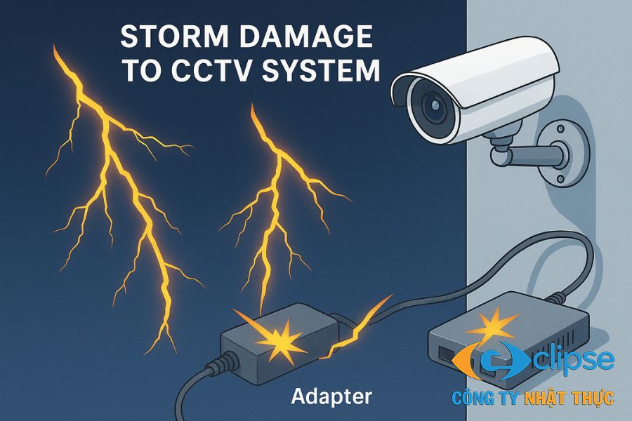 Các đường sét lan truyền gây hỏng hóc hệ thống camera CCTV