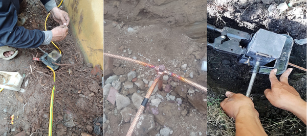 Hàn kết nối cọc tiếp địa với cáp thoát sét đảm bảo dẫn điện an toàn, bền bỉ.