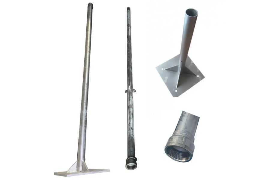 Lắp cột đỡ chắc chắn, giữ kim thu sét đứng vững, an toàn lâu dài