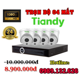  TRỌN BỘ 04 CAMERA TIANDY IP THÔNG MINH - 2.0MP 