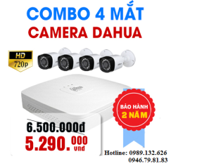 TRỌN BỘ 04 CAMERA DAHUA  HD - 1.0MP 