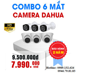 TRỌN BỘ 06 CAMERA DAHUA  HD - 1.0MP  