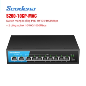 Switch mạng 10 cổng SCODENO S200-10GP-MAC