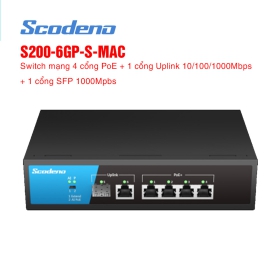 Switch mạng 6 cổng SCODENO S200-6GP-S-MAC