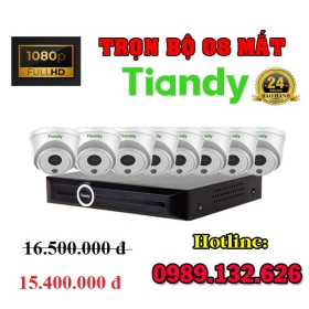 TRỌN BỘ 08 CAMERA TIANDY IP THÔNG MINH - 2.0MP  