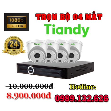  TRỌN BỘ 04 CAMERA TIANDY IP THÔNG MINH - 2.0MP 