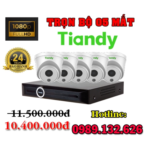 TRỌN BỘ 05 CAMERA TIANDY IP THÔNG MINH - 2.0MP   