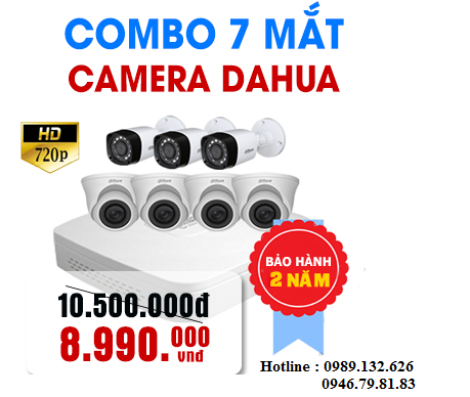TRỌN BỘ 07 CAMERA DAHUA  HD - 1.0MP   