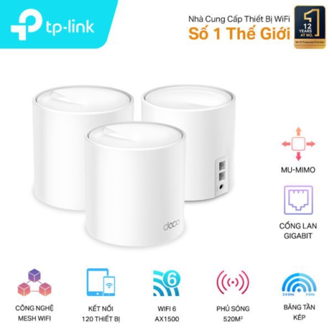 Hệ Thống Mesh WiFi 6 Cho Gia Đình AX1500 TP-LINK Deco X10